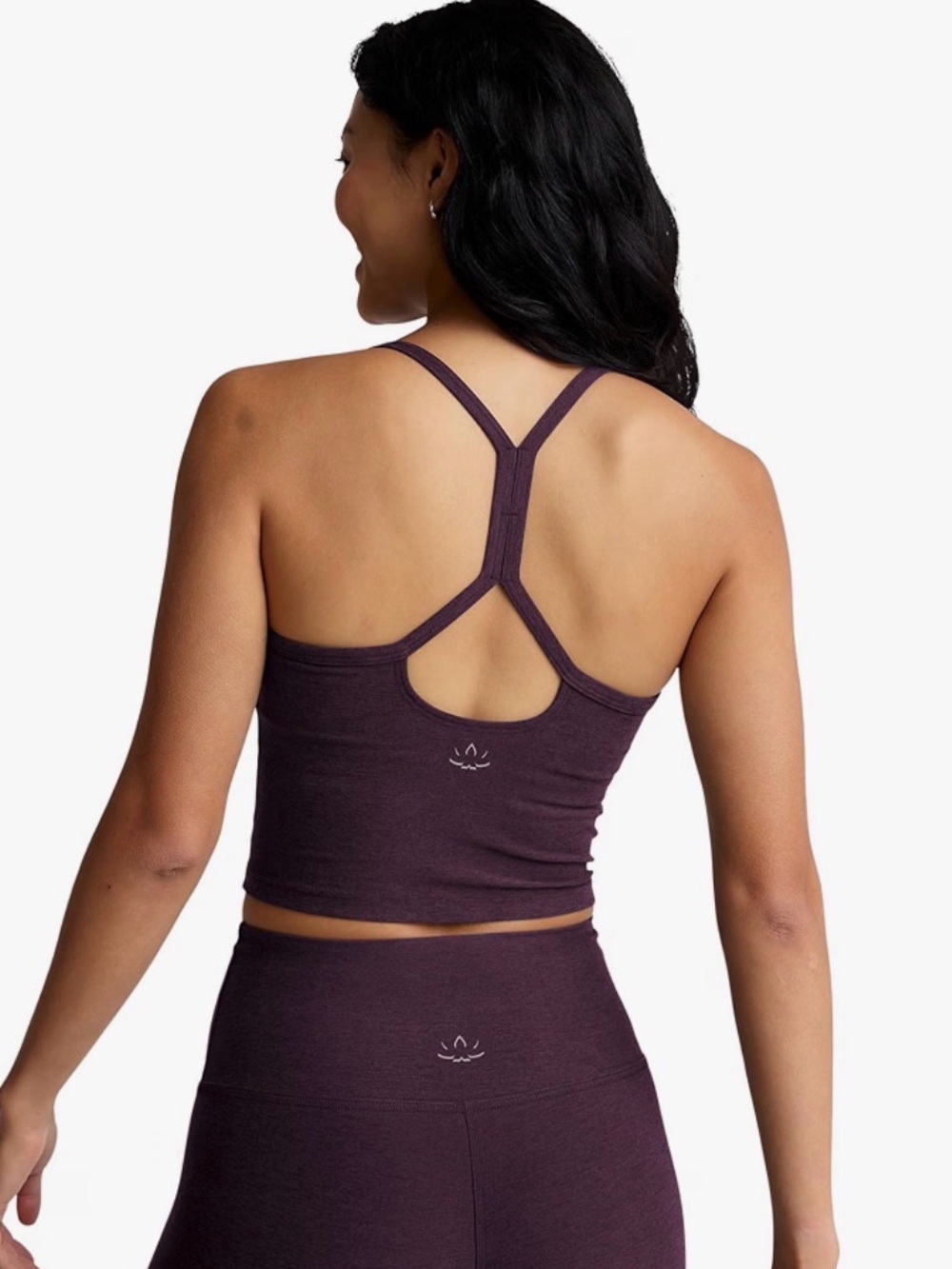 Beyond Yoga Women's Spacedye Slim Racerback Cropped Tank- Eggplant Purple